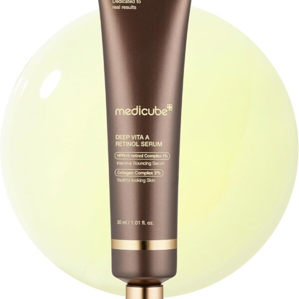 medicube Deep Reviving Bakuchiol Retinol Facial Serum - Anti-Aging 4th Gen Retinol & Bakuchiol - Targets Fine Lines, Uneven Skin Tone, Blemish Scars - Korean Skin Care, Low Irritant, 1.01 oz