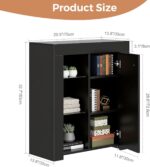 Panana Sideboard Storage Cupboard High Gloss Front Cabinet RGB Multicolor LED Lighting with Doors and Shelves Living Room Furniture (Black) - Image 3