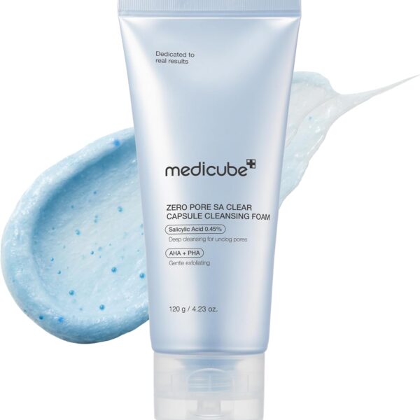 medicube Zero Pore Clear Blue Capsule Facial Deep Cleanser for Skin Texture, Blackhead & Pore Care | AHA, BHA & PHA for Double Cleansing, Daily Gentle Face Wash, Korean Skincare | 120g