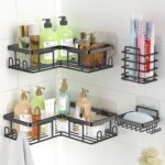 Shower Caddy, 4 Pack Corner Shelf Bathroom Storage, Bathroom Shelf Adhesive Shower Shelf, Stainless Steel Bathroom Accessory, Bathroom Shelves Organiser No Drilling, Shower Storage with Soap Holder - Image 3