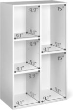 Amazon Basics Bookcase with 5 Compartments, Office Shelf, Bookshelf, Living Room, Bedroom, Cube, White 50 x 24 x 80 cm - Image 5