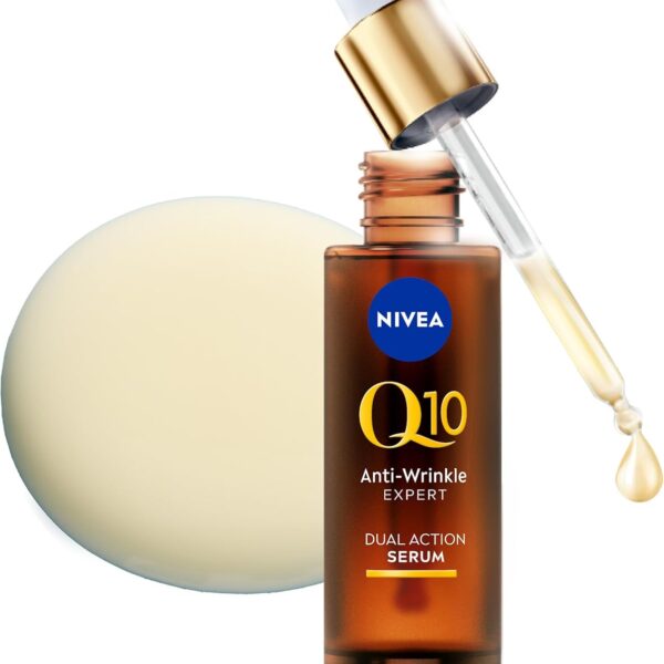 NIVEA Q10 Anti-Wrinkle Expert Dual Action Face Serum ​(30ml), Anti Ageing Face Serum for Women with Pure Q10, Moisturiser to Visibly Reduce and Prevent Wrinkles