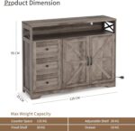 BonVache Sideboard Cabinet,Wooden Sideboard with Adjustable Shelf,3 Drawers and Open Shelf,Storage Cabinet for Living Room,Kitchen Storage Unit for Modern Home,Gray - Image 3