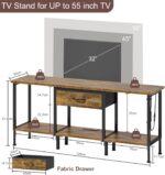 LED TV Stand Unit for 55 50 Inch TV with Socket and USB Slots, TV Cabinet with Fabric Drawer and Open Shelves, 120 cm TV Stand, Entertainment Center for Living Room Bedroom, Rustic Brown - Image 3