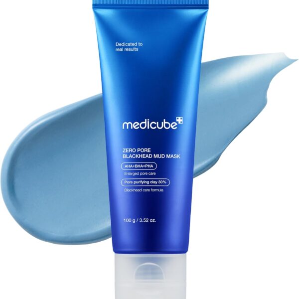 medicube Zero Pore Blackhead Mud Facial Mask - Skin Cooling & Pore Tightening - 3 Minute Quick Dry Formula with AHA, BHA, PHA, and Pore-Purifying Clay - Korean Mud Mask 100 g