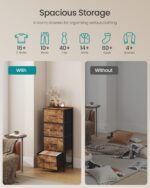 SONGMICS Chest of Drawers, 4 Fabric Drawers Storage Unit, Steel, MDF, Non-Woven Fabric, for Bedroom, Closet, Hallway, Living Room, Rustic Brown and Ink Black LGS314BH04 - Image 6