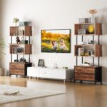 Coleshome Shelves, Book Shelf with 5 Shelves, Bookcase with 3 Fabric Drawers, Shelf Unit Suitable for Bedroom, Office, Living Room, Kitchen, 60 x 24 x 155cm, Vintage Colours - Image 7