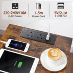 AMHANCIBLE Bedside Table Set of 2 with Charging Station, Small Side Table with LED Lights, Nightstand with Fabric Drawer and Open Storage Shelf, Bedside... - Image 7