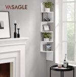 VASAGLE 5-Tier Corner Shelf, Display Floating Shelf in Living Room, Study, Kitchen, Bedroom, for Plants, CDs, Decorations, Modern, Cloud White LBC72WT - Image 7