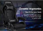 ELFORDSON Gaming Chair with 2-point Massage Lumbar Cushion, High Back PC Computer Game Chair, 150° Reclining Office Chair with Headrest & Footrest, 360° Swivel, Home Esports, PU Leather, Black - Image 8