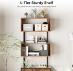 Coleshome Shelves, Book Shelf with 5 Shelves, Bookcase with 3 Fabric Drawers, Shelf Unit Suitable for Bedroom, Office, Living Room, Kitchen, 60 x 24 x 155cm, Vintage Colours - Image 3