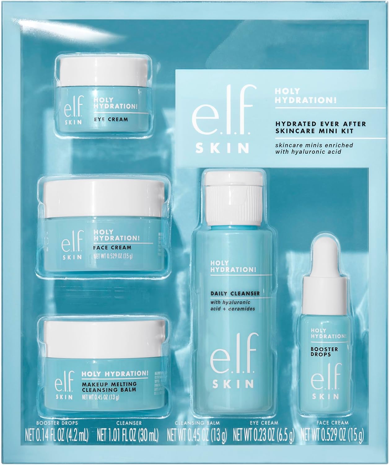 71sWWbYc1rL._AC_SL1500_ e.l.f. SKIN Holy Hydration! Hydrated Ever After Skincare Mini Kit | Travel Size Face Care for Dry & Sensitive Skin | 68 g Total - Image 1