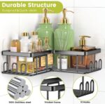 Shower Caddy, 4 Pack Corner Shelf Bathroom Storage, Bathroom Shelf Adhesive Shower Shelf, Stainless Steel Bathroom Accessory, Bathroom Shelves Organiser No Drilling, Shower Storage with Soap Holder - Image 4