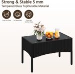 Yaheetech 4-Piece Rattan Patio Furniture Set, Outdoor 4 Seater Patio Conversation Sets with Glass Top Coffee Table, Weather Resistant Garden Conversation... - Image 5