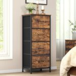 SONGMICS Chest of Drawers, 4 Fabric Drawers Storage Unit, Steel, MDF, Non-Woven Fabric, for Bedroom, Closet, Hallway, Living Room, Rustic Brown and Ink Black LGS314BH04 - Image 3
