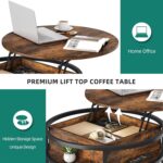 YITAHOME Round Lift Top Coffee Table, Coffee Tables for Living Room with Hidden Storage Compartment, Modern Coffee Table with Storage for Home Office,Round... - Image 4