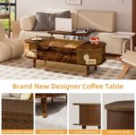 Coffee Table with Lift Top - Wooden Modern Centre Table with Unique Textured & Hidden Storage, for Living Room, Bedroom, Small Space, Home Office - Image 4