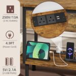 LED TV Stand Unit for 55 50 Inch TV with Socket and USB Slots, TV Cabinet with Fabric Drawer and Open Shelves, 120 cm TV Stand, Entertainment Center for Living Room Bedroom, Rustic Brown - Image 5
