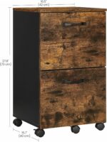 VASAGLE OFC040B01 Cabinet with 2 Drawers, Office Cabinet on Wheels, for A4 Documents, Hanging Files, Industrial Style, Rustic Brown and Black - Image 7
