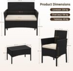 Yaheetech 4-Piece Rattan Patio Furniture Set, Outdoor 4 Seater Patio Conversation Sets with Glass Top Coffee Table, Weather Resistant Garden Conversation... - Image 2