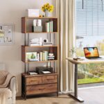 Coleshome Shelves, Book Shelf with 5 Shelves, Bookcase with 3 Fabric Drawers, Shelf Unit Suitable for Bedroom, Office, Living Room, Kitchen, 60 x 24 x 155cm, Vintage Colours - Image 8