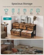 SONGMICS Chest of Drawers, 5 Storage Drawers Bedroom, Storage Unit, Steel, MDF, Non-Woven Fabric, for Bedroom, Closet, Hallway, Living Room, Rustic Brown and Ink Black LGS322BH04 - Image 3