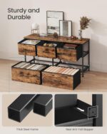 SONGMICS Chest of Drawers, 5 Storage Drawers Bedroom, Storage Unit, Steel, MDF, Non-Woven Fabric, for Bedroom, Closet, Hallway, Living Room, Rustic Brown and Ink Black LGS322BH04 - Image 6