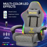 Racingreat Gaming Chair with Led Lights | Ergonomic Racing Style Gamer Chair/High Back, Lumbar Support, Recliner, Footrest (Grey) - Image 5