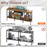 LED TV Stand Unit for 55 50 Inch TV with Socket and USB Slots, TV Cabinet with Fabric Drawer and Open Shelves, 120 cm TV Stand, Entertainment Center for Living Room Bedroom, Rustic Brown - Image 6