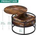 YITAHOME Round Lift Top Coffee Table, Coffee Tables for Living Room with Hidden Storage Compartment, Modern Coffee Table with Storage for Home Office,Round... - Image 3
