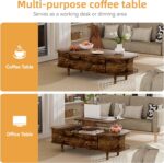 Coffee Table with Lift Top - Wooden Modern Centre Table with Unique Textured & Hidden Storage, for Living Room, Bedroom, Small Space, Home Office - Image 3
