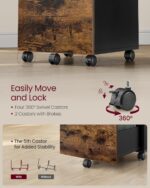 VASAGLE OFC040B01 Cabinet with 2 Drawers, Office Cabinet on Wheels, for A4 Documents, Hanging Files, Industrial Style, Rustic Brown and Black - Image 6