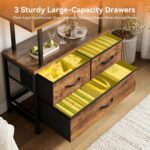 Coleshome Shelves, Book Shelf with 5 Shelves, Bookcase with 3 Fabric Drawers, Shelf Unit Suitable for Bedroom, Office, Living Room, Kitchen, 60 x 24 x 155cm, Vintage Colours - Image 4