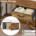 LED TV Stand Unit for 55 50 Inch TV with Socket and USB Slots, TV Cabinet with Fabric Drawer and Open Shelves, 120 cm TV Stand, Entertainment Center for Living Room Bedroom, Rustic Brown - Image 7
