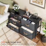 Nicehill Chest of Drawers with 5 Drawers, Storage Organizer, Wide Chest of Drawers for Closet, Clothes, Kids, Baby, TV Stand, Wood Board, Fabric Drawers(Black Grey) - Image 7