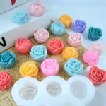 5pcs/set Flower Candle Silicone Mold 3D Rose Peony Flower Soap Gypsum Crafts Resin Mould DIY Chocolate Ice Cake Baking Mold