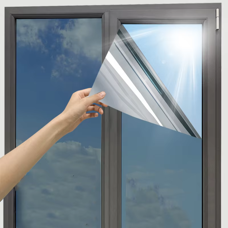 S14f99e17525f401c92e04d6d44650a51k AFDB One Way Window Film, Mirror Effect Tint Glass Covering for Home Office,Reflective Heat Control Anti UV Glass Door Sticker - Image 1