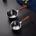 10oz Stainless Steel Pot with Wooden Handle - Dishwasher Safe for Cooking, Candle Wax Melting & DIY Crafts - Image 3