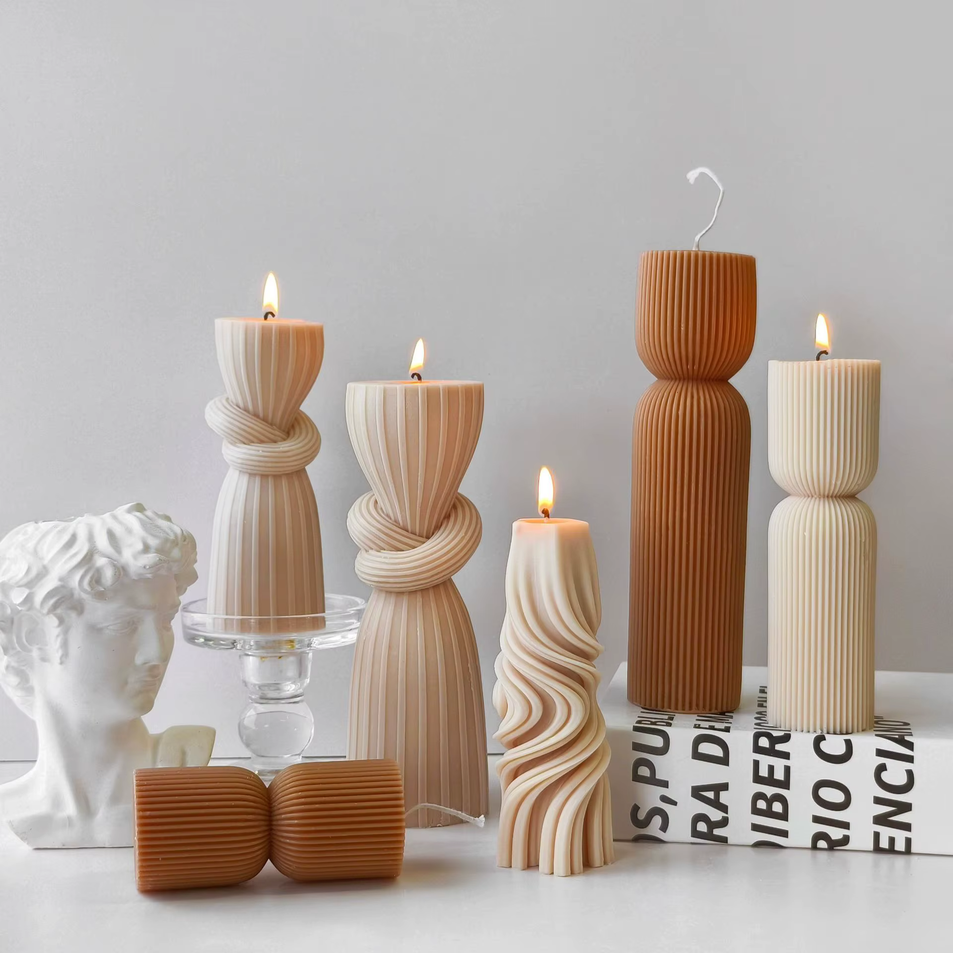 S37204617b09a41b0b785d6d0c83aed3d8 Striped Cylinder Aroma Candle Silicone Mold DIY Pillar Plaster Resin Ornaments Mould Handmade Soy Wax Candles Making Supplies - Image 1