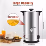 10L/10.5Qt Wax Melter for Candle Making,1.8KW Electric Wax Melting Pot Stainless Steel Wax Melt Oven Wax Smelter Temp Adjustable - Image 8