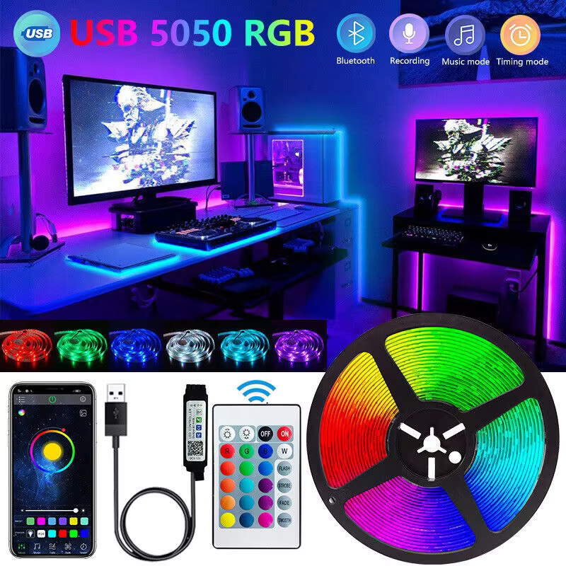 S8a16380cc831414d9f5b8053e6a167b3T Bluetooth LED Strip Lights Smart SMD 5050 APP Remote Control Flexible Ribbon Diode Lamp Tape TV Backlights Game Room Home Decor - Image 1