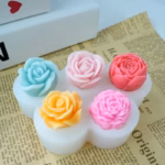 5pcs/set Flower Candle Silicone Mold 3D Rose Peony Flower Soap Gypsum Crafts Resin Mould DIY Chocolate Ice Cake Baking Mold - Image 2