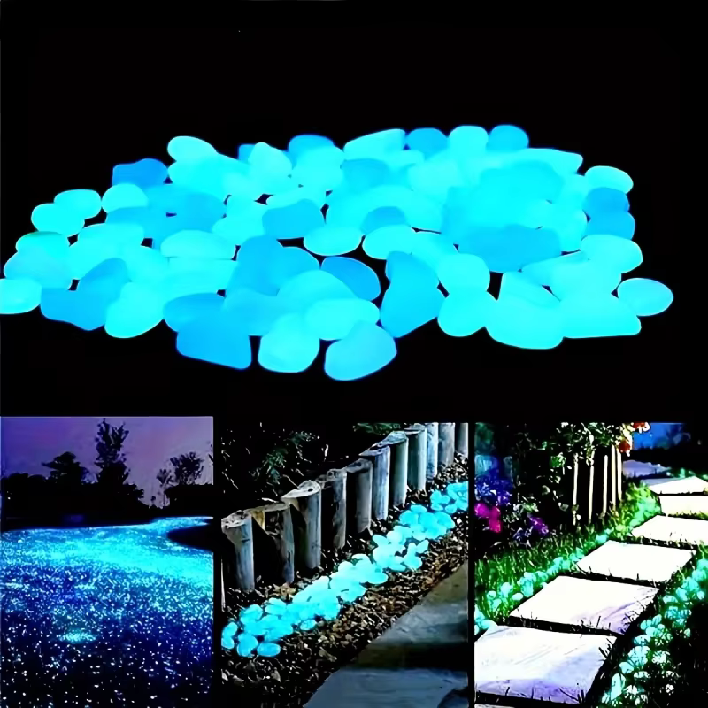 Sfbf5609c754a4ed3941995d39fcce596Z 100pcs Glow In The Dark Pebbles, Resin Luminous Stones For Landscape, Garden Paths, Potted Plants, Parks, Aquarium Decor, - Image 1