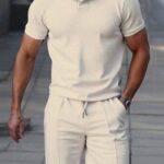 Manfinity Homme Men's Solid Color Polo Shirt And Shorts Set, Casual & Minimalist For Daily Wear Two Pieces 2 Plus Outfit Outfits Men T Co Ords Summer