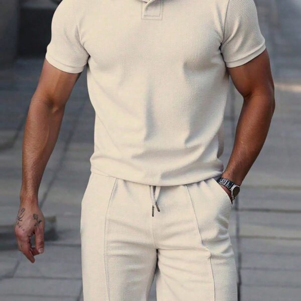 Manfinity Homme Men's Solid Color Polo Shirt And Shorts Set, Casual & Minimalist For Daily Wear Two Pieces 2 Plus Outfit Outfits Men T Co Ords Summer