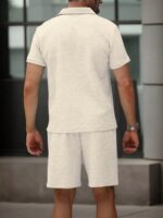 Manfinity Homme Men's Solid Color Polo Shirt And Shorts Set, Casual & Minimalist For Daily Wear Two Pieces 2 Plus Outfit Outfits Men T Co Ords Summer - Image 8
