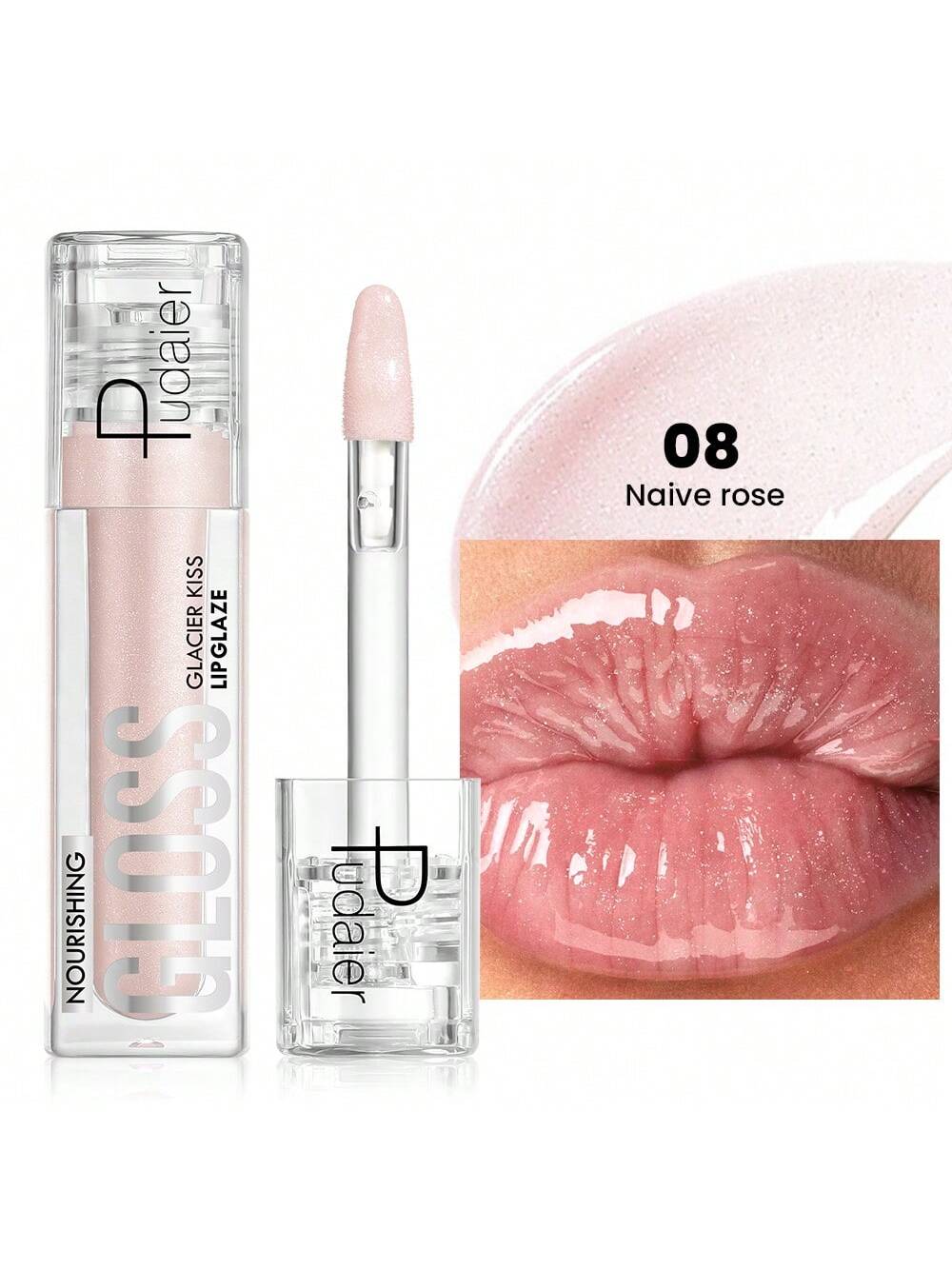 Pudaier 1pc Non-Sticky Lip Gloss, Long-Lasting Hydration Mirror Water Gloss, Easy-Blend Application Lip Balm Suitable For Birthday Christmas Present - Image 1