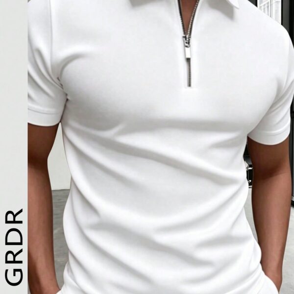 GRDR Men's Summer Polo Collar Half Zip Short Sleeve T-Shirt, Suitable For Outdoor, Vacation And Casual Wear