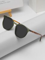 Rice Spike Decor Oversized Round Fashion Glasses For Women, Boho Leopard Beach Travel Shades