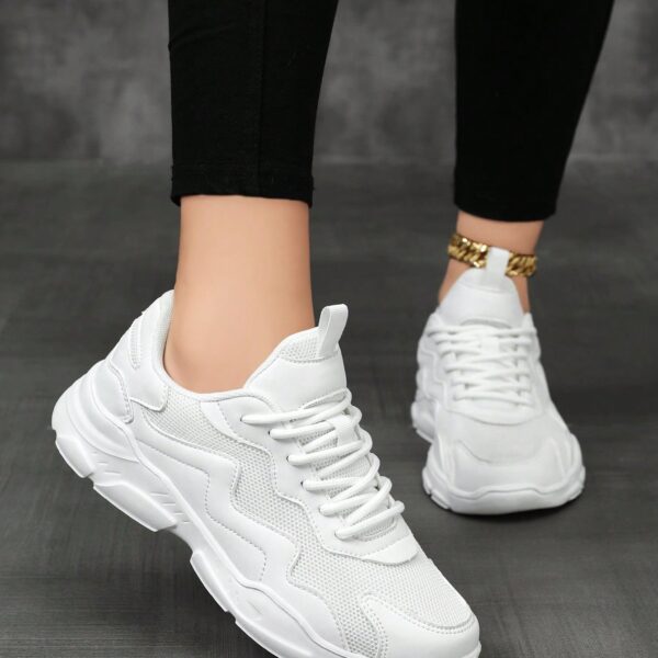 Women's Casual Sports Shoes Versatile Mesh Breathable Chunky Sneakers PU Leather Patchwork Lightweight Running Shoes Fashion Personalized Women Students Fashion Running Shoes Outdoor Street Style Party Gathering Lolita Shoes Women Sequin Mesh Shoes Women Maillard Style Women Shoes New Shoes Girls Ultra Lightweight Walking Shoes Women Vacation Travel Women Shoes All Season Hollow Running Shoes